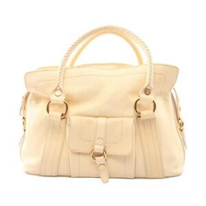 Celine Macadam Handbag Leather Ivory White